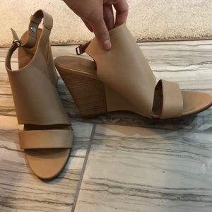 Beige wedge sandals